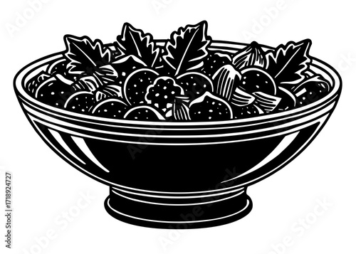 Caesar Salad Bowl Silhouette, American Food SVG, PNG