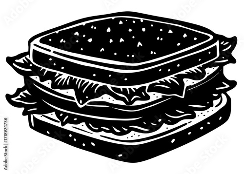 BLT Sandwich Silhouette, Classic Lunch SVG, PNG