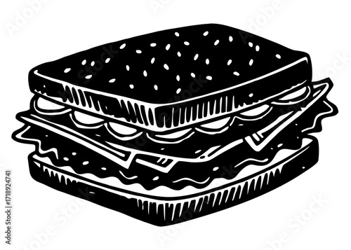 BLT Sandwich Silhouette, Classic Lunch SVG, PNG