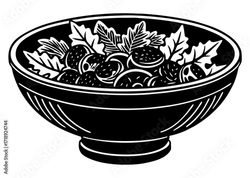Caesar Salad Bowl Silhouette, American Food SVG, PNG