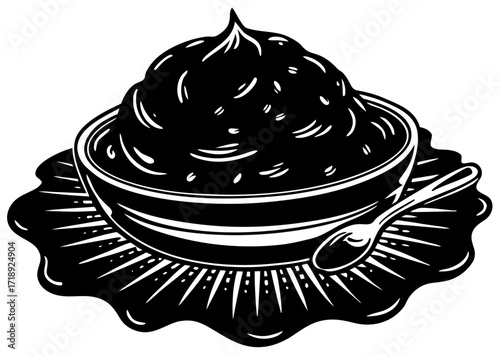 Mashed Potato Silhouette with Gravy, American Food SVG, PNG