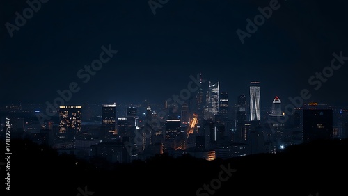 Wallpaper Mural A city skyline illuminated at night with long exposure and deep blue tones.
 Torontodigital.ca