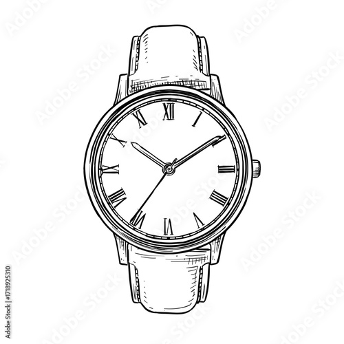 classic watch vector hand drawn illustration