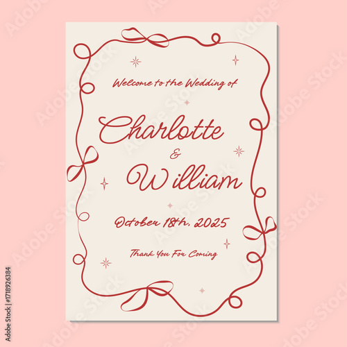 Hand-drawn wedding welcome sign with ribbon frame. Printable blue wedding welcome sign board for wedding entrance.