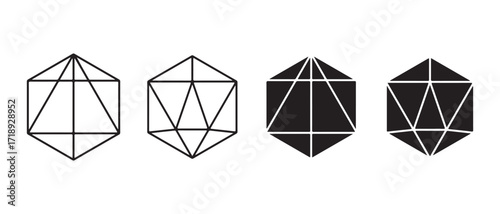Icosahedron icon set. isolated on white background in vector format.