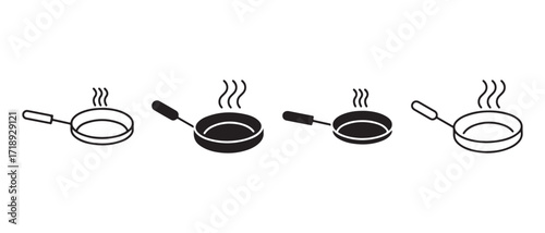 Frying pan icon set. isolated on white background in vector format.