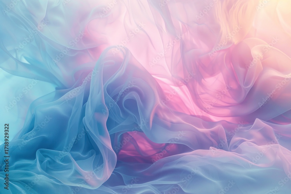 Fototapeta premium Abstract flowing silk fabric background with soft pastel colors creating a dreamy and ethereal atmosphere in a gentle motion
