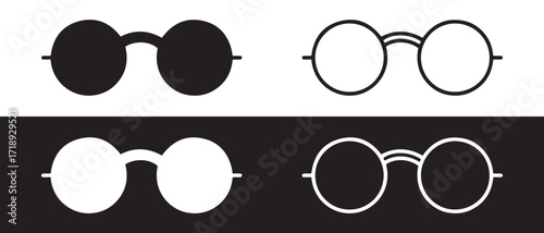 Pairs of glasses icon. isolated on white background in black and white.