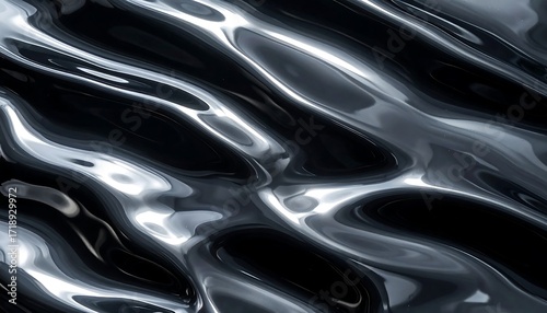 Liquid metal abstract, dark gray waves