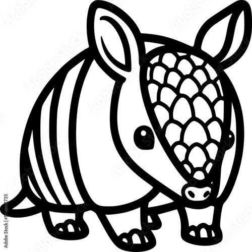 Adorable Armadillo Illustration: This captivating image showcases a delightful armadillo, rendered in an elegant and minimalist style. It's a perfect visual for animal enthusiasts.