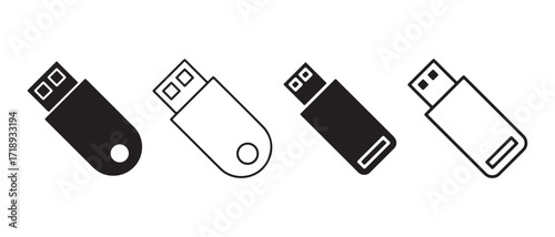 Set of usb flash drive icons. isolated on white background for web design.