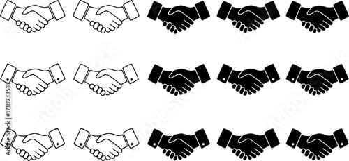 Hand Shake line art vector, Hand Shake silhouette Vector, Handshake icon. Vector illustration
