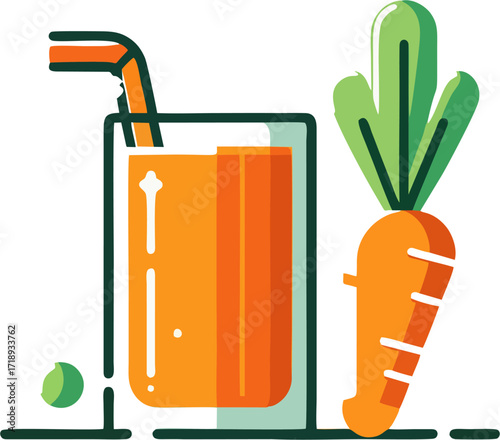 Geometric Carrot Juice Vector Illustration with Minimalist Style and Bold Outline