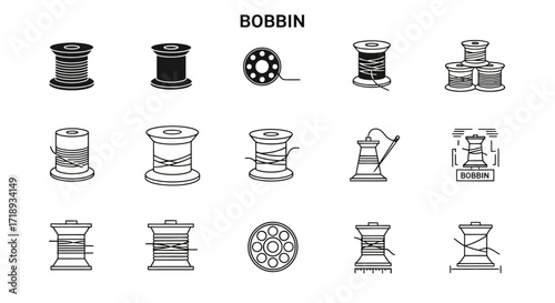 A collection of stylized icons representing archery equipment, including quivers filled with arrows, individual arrows, and bows in various poses and designs.