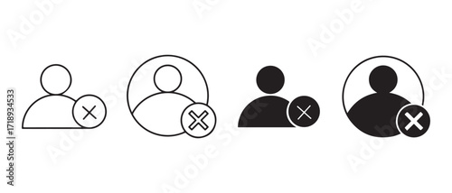 Remove user icon set. isolated on white background for account management design.