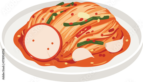 A plate of kimchi, a traditional Korean fermented dish.