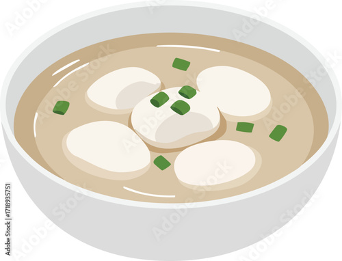 A bowl of tangyuan, a delicious sweet rice ball dessert soup.
