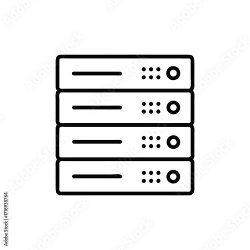 Four Tiered Server Outline Icon with Background Technology Element