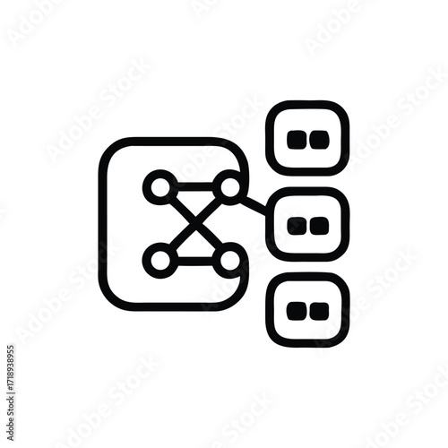 Interconnected Nodes Icon with Connected Lines on Background