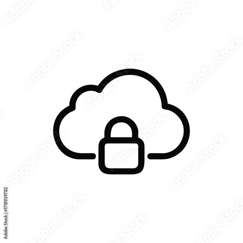 Minimalist Icon of Cloud and Padlock Security with Background