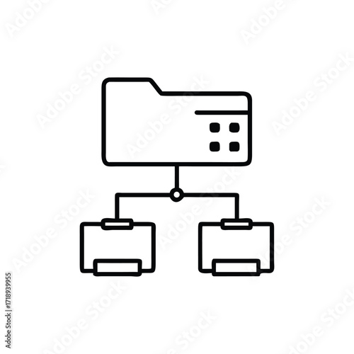 Network Topology Outline with Connected Servers and Data Folder on Background