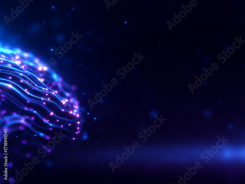 Vibrant digital waves with glowing lights create mesmerizing visual effect
