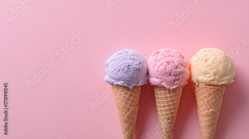 Smooth and Creamy Scoop on Soft Pink Background