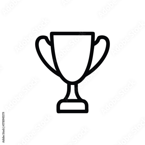 Simple Trophy Icon Line Art on Background, Victory Symbol