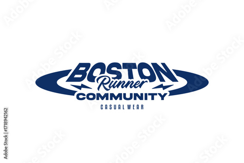 boston runner community streetwear urban modern template vector