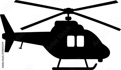 helicopter silhouette vector, Utility Helicopter Silhouette with Visible Rotors