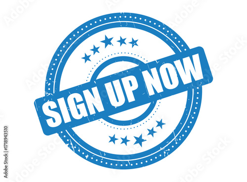 Sign Up Now Rubber Stamp Seal with a Dotted Circle