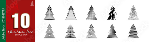 Christmas Tree icon set decoration, Happy new year and Merry Christmas simple icon or symbol for greeting card design, social media banner, marketing material, website banner, party invitation card