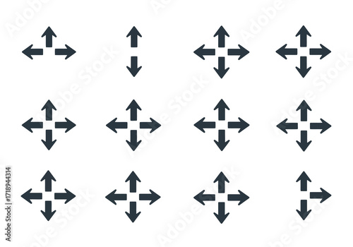 Collection of various directional arrows in a grid pattern