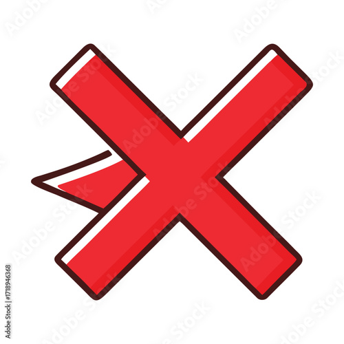 Red 'x' mark symbol graphic for incorrect or denied status and warning signs