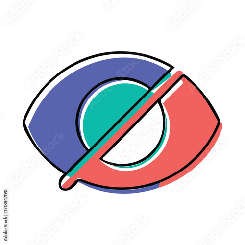 Eye icon with a slash across it symbolizing no visibility privacy or hidden content concept