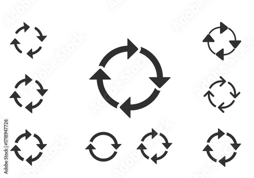 The image shows a collection of circular arrow icons symbolizing processes or cycles