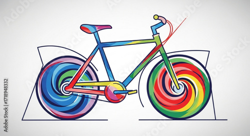 Colorful bicycle art design vector illustration for cycling enthusiasts and graphic design projects bike drawing