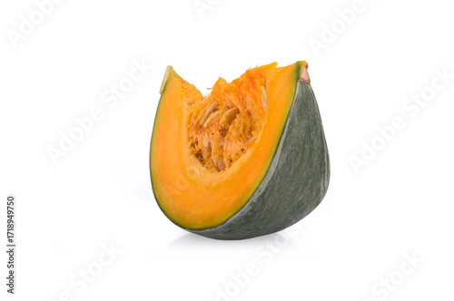 Slice of pumpkin isolated on white background