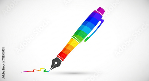 Rainbow fountain pen drawing writing art design graphic illustration tool creativity vibrant colorful design