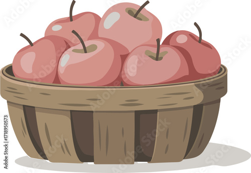 Abundant basket of ripe red apples, a healthy harvest ready for enjoyment.
