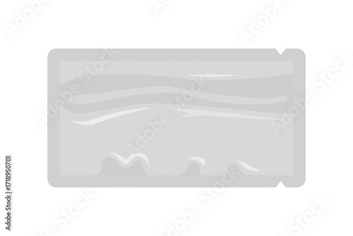 Gray foil sachet packaging for food, medicine, or cosmetics