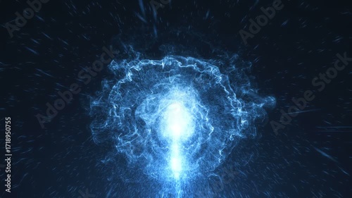 Concept animation of particles colliding at light speed in a collider accelerator