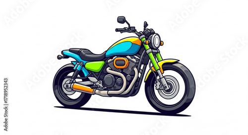Colorful motorcycle illustration vector graphic for custom bike design and motorcycle enthusiast projects online