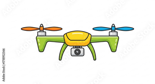 Explore aerial photography with this cartoon drone vector illustration for commercial and personal use now