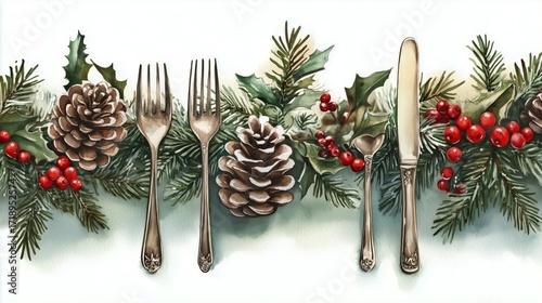 Elegant Holiday Table Setting With Pinecones and Greenery for Festive Gatherings