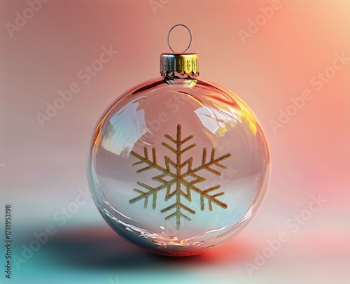 Elegant Blue Christmas Ornament With Gold Snowflake Design on Soft Background.