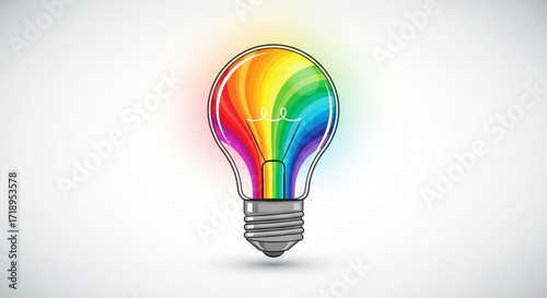 Rainbow light bulb illustration for creative ideas and inspiration design concept with colorful spectrum art