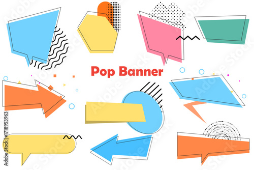 Pop Art Geometric Banner Set | Colorful Vector Backgrounds for Modern Design