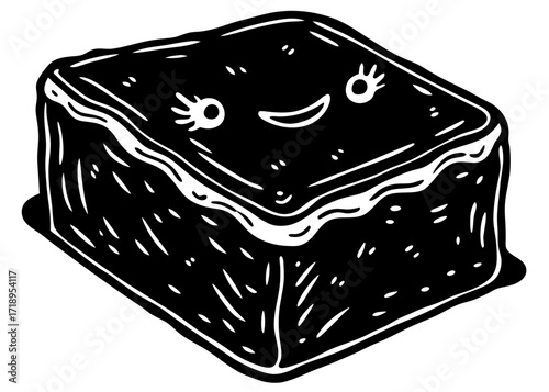 Brownie Square Silhouette, Chocolate Dessert SVG, PNG