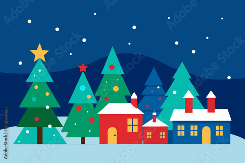 winter landscape with christmas tree